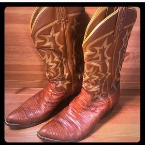 Cowboy Boots Size9d TonyLama8573 Brown Lizard Used
